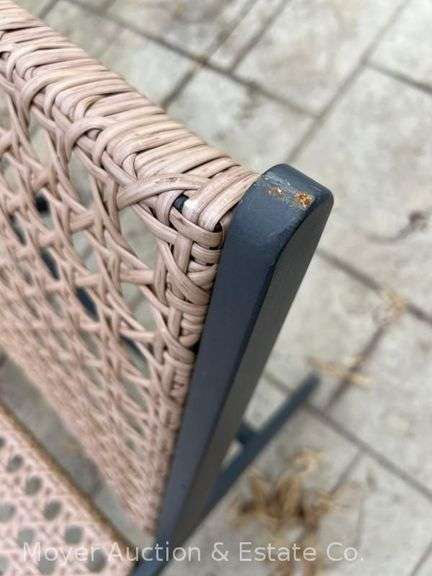 Patio Side Chair, Poly Wicker Seat and Back with Metal Frame, 24"w