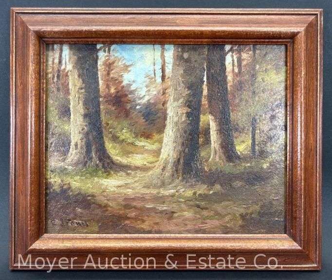 E.J. Fenn Landscape Painting on Board, Framed, 10.5" x 12.5" Overall image