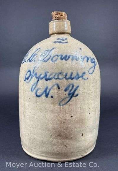Two-Gallon Stoneware Jug, with Cobalt Syracuse NY Lettering, 13"h x 8"w image