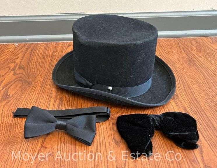 Black Felt Top Hat and Bowties