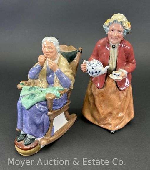 (2) Royal Doulton Figures: "Teatime" and "A Stitch in Time", 6"-7.5"h image