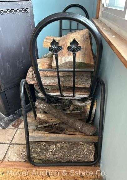 Firewood Storage Rack with Firewood, Metal, 52"w