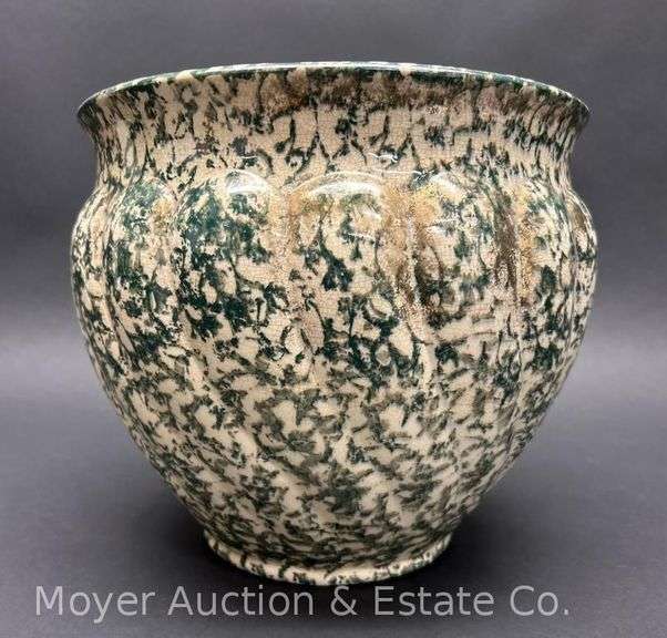 Sponge Paint Decorated Pottery Jardiniere ,11"w x 9"h image