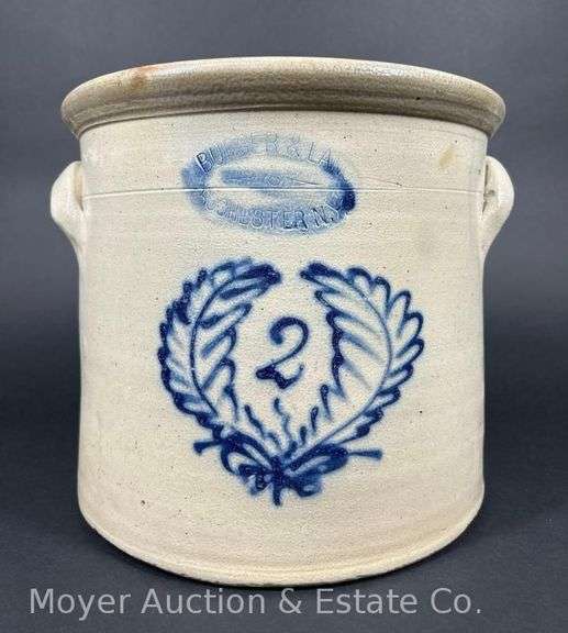 Two-Gallon Burger & Lang Rochester NY Stoneware Crock, with Cobalt Decoration image