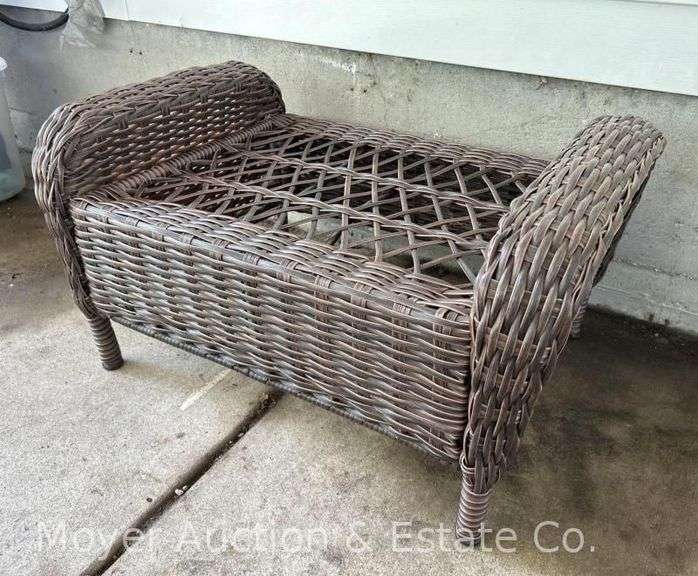 Poly Wicker Ottoman, 30"w