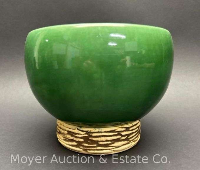 McCoy Pottery Green Pedestal Bowl, 7"w x 5"h image