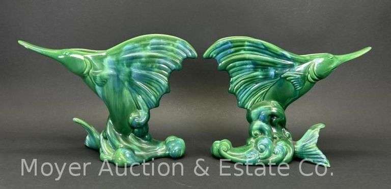 Pair of Royal Haeger Swordfish Vases, Ceramic, 9"h image