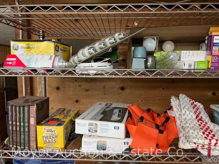Contents of Basement Shelves, Household, Cleaning, Canning Jars, Tools, Etc.
