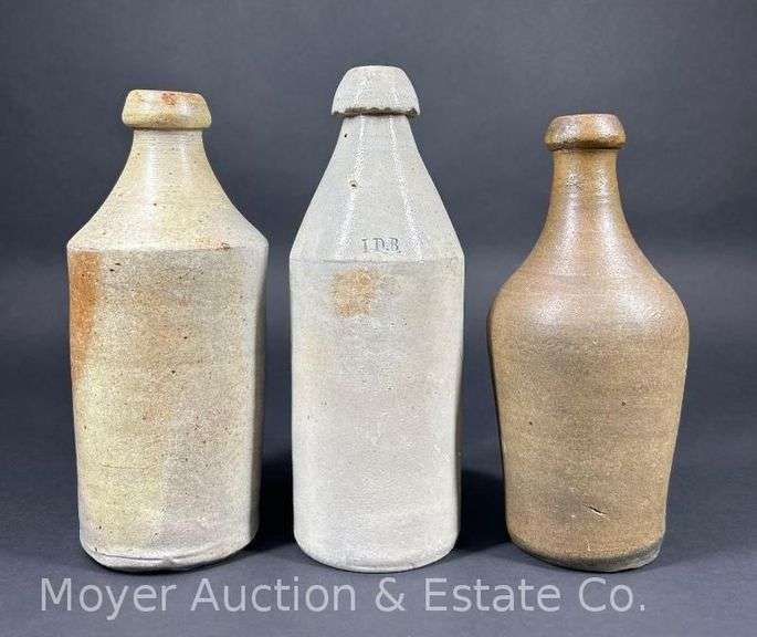 (3) Stoneware Bottles, 9"-10"h image