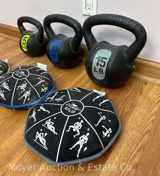Group of Kettlebells and Weights, 5lb-15lb