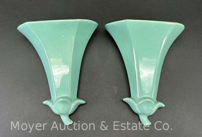 Pair of Abingdon Pottery Morning Glory Wall Pockets, 9"h image