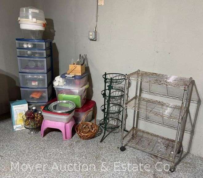 Group of Household, Party Supplies, Small Metro Rack, Etc.