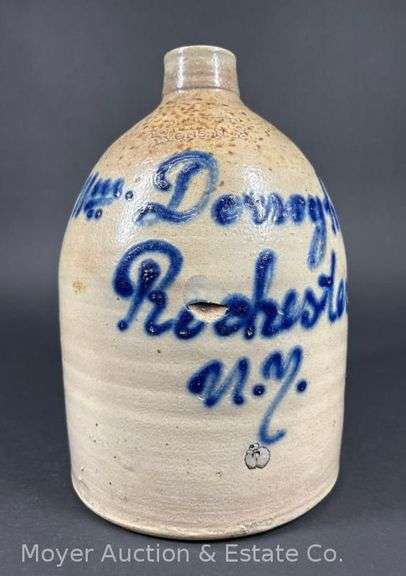 Cooperative Pottery Co. Lyons NY Jug, with Cobalt Rochester NY Lettering, 11"h x 7.5"w image