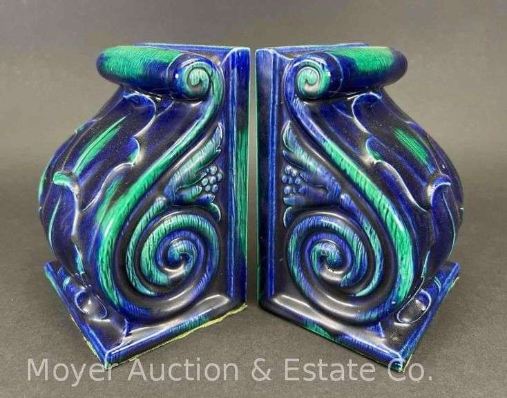 Pair of Ceramic Scroll Style Bookends, 6"h image