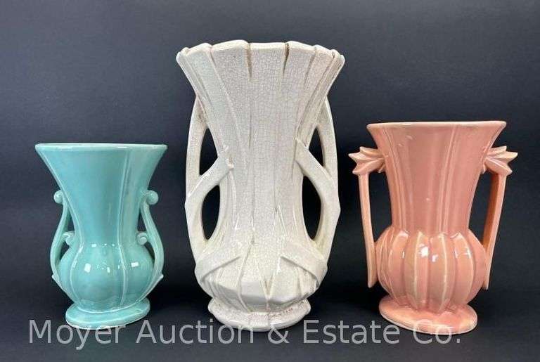(3) McCoy Pottery Vases, 8"-12"h image