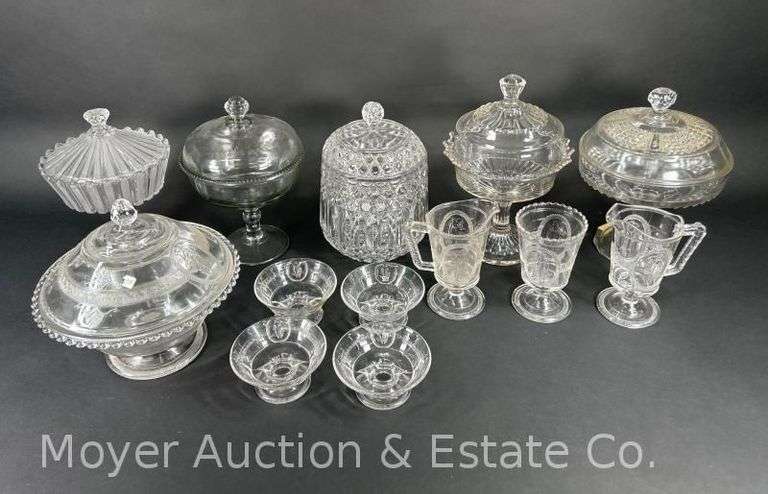 Group of Covered Glass Serving Dishes, Etc., 9"-11.5"h image