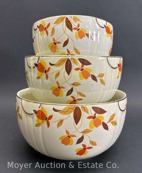 (3) Hall's Autumn Leaf Jewel Tea Mixing Bowls image