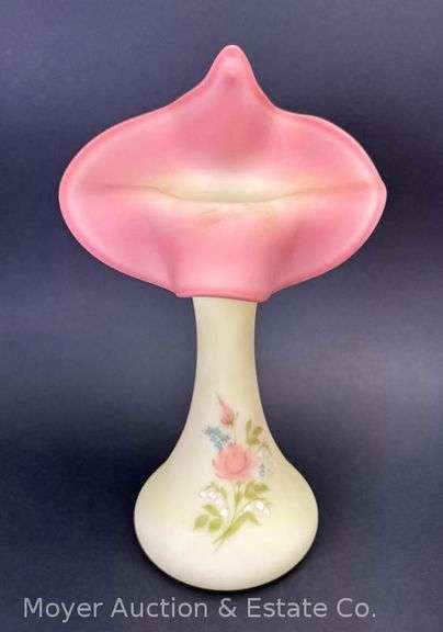 Fenton Burmese Glass Jack in the Pulpit Vase, 57/500, Artist Signed, 10.5"h image