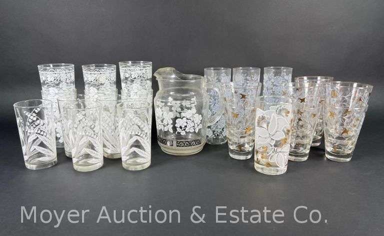 (23) Asst. Juice Glasses with Pitcher image