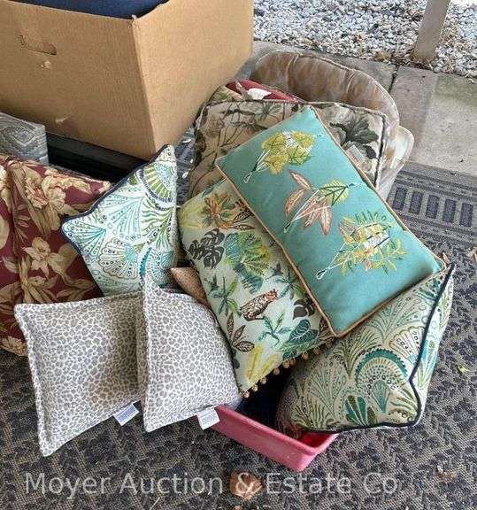 Group of Asst. Patio Cushions and Throw Pillows