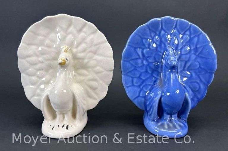 (2) McCoy Pottery Peacock Wall Pocket/Planters, 6.5"h image