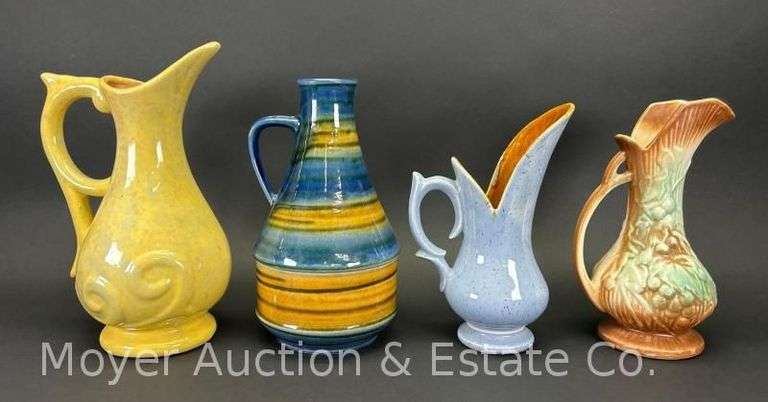 (4) Pottery Pitchers, McCoy and Others, 9"-11"h image