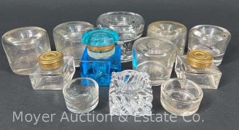 Group of Glass Inkwells, 1"-2"h image