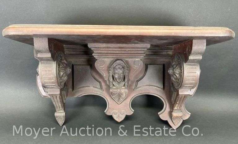 Antique Walnut Clock Shelf, 20"w image