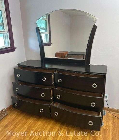 6 Drawer Dresser with Mirror, Dresser is 63"x17"x35"h, Mirror is 38"x46"