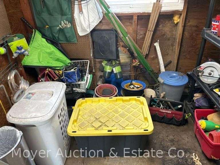 Contents of Shed, Gardening Supplies, Household, Hand Tools, Hoses, Etc.