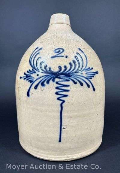 Two-Gallon Lyons Co-Operative Pottery Co. Limited Stoneware Jug, with Cobalt Decoration image