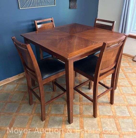 (5) Piece Bar Height Dining Set, 24" Seats Height, 42" Square Tabletop