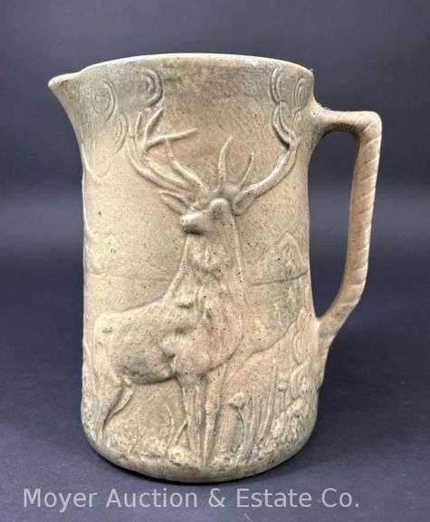 Stoneware Pitcher, with Stag Design, 8.25"h image