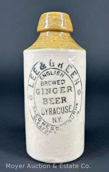 Lee & Green Stoneware Ginger Beer Bottle Syracuse NY, 6.5"h image