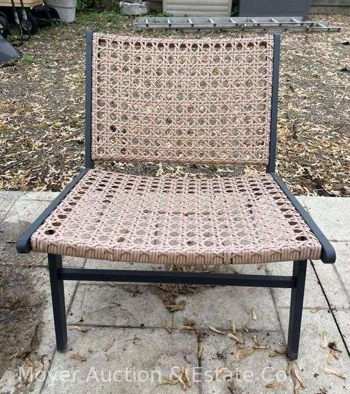 Patio Side Chair, Poly Wicker Seat and Back with Metal Frame, 24"w