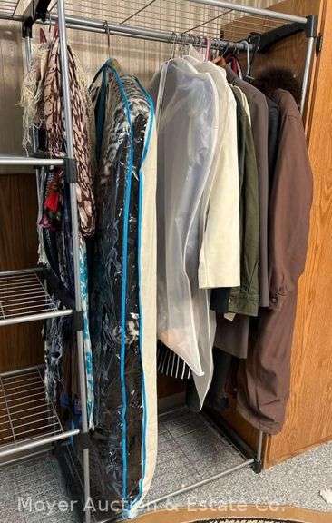 Group of Ladies Coats, Scarves, Etc., Most Size Large