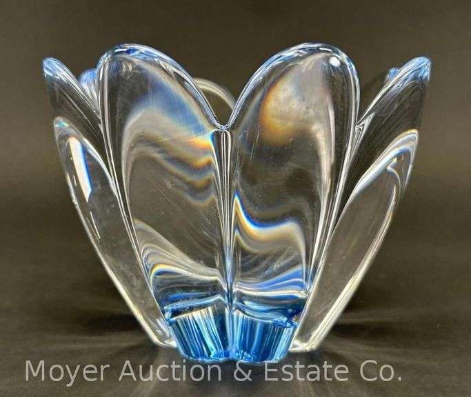Orrefors Mayflower Eight Petal Crystal Bowl, Sweden, 5"w x 4"h image