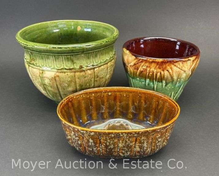 (3) Pottery Planters, 3"-6"h image