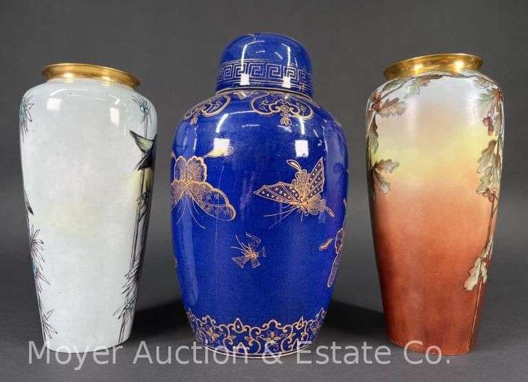 (2) Vases with Urn, 8.5"-10"h