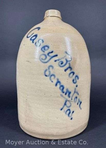 Three-Gallon E.W. Farrington Stoneware Jug, with Cobalt Scranton PA Lettering, 14.5"h x 9.5"w image