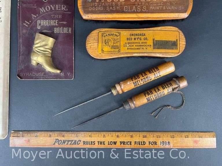 Group of Early Advertising, Brushes, Ice Picks, Etc.