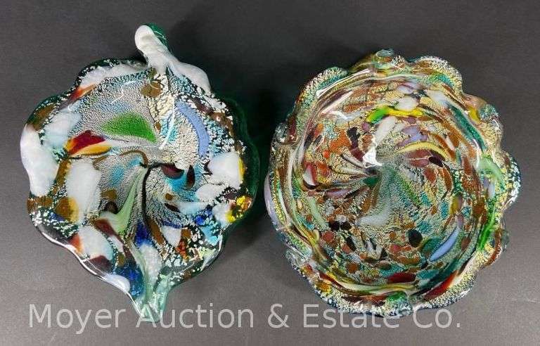 (2) Art Glass Bowls, 8"-9"w image