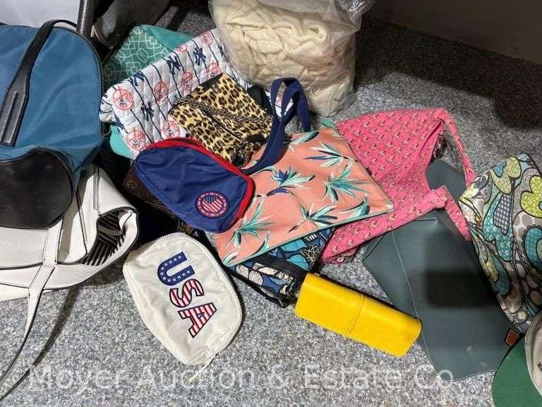 Group of Sheets, Bedding, Towels, Purses, Etc.