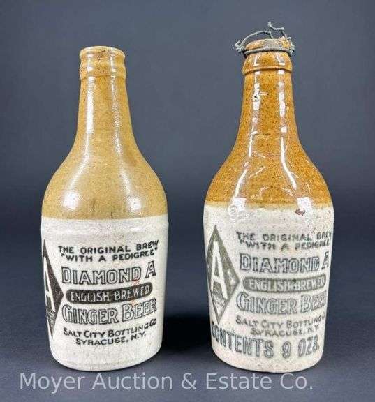 (2) Diamond A Ginger Beer Stoneware Bottles, 7.5"h image
