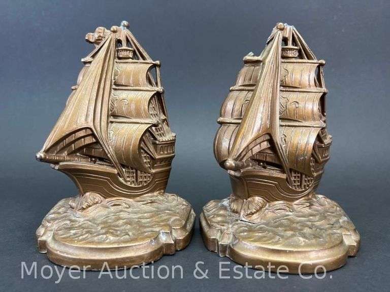 Pair of Bronze Clad Ship Bookends, 6.5"h image