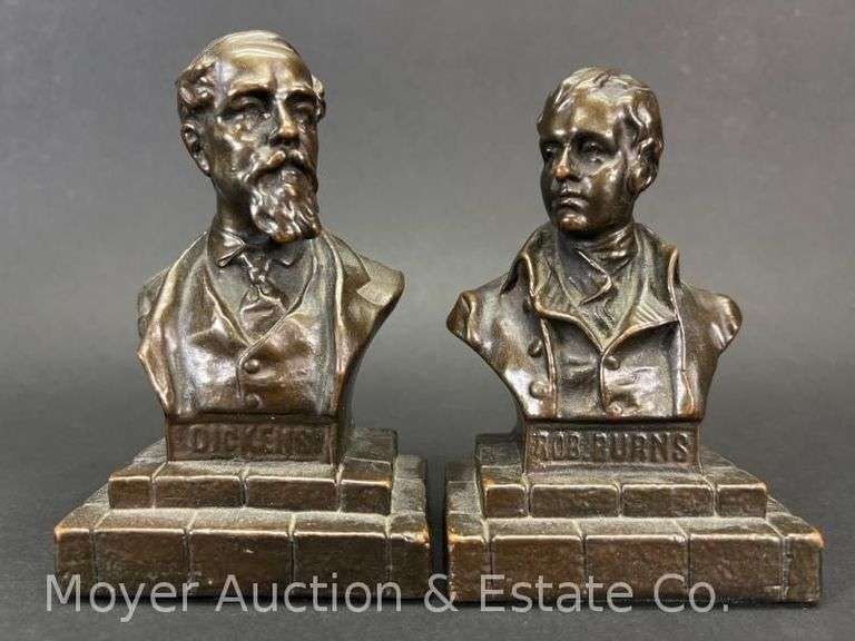 Pair of Bronze Clad Dickens/Robert Burns Bookends, 5"h image