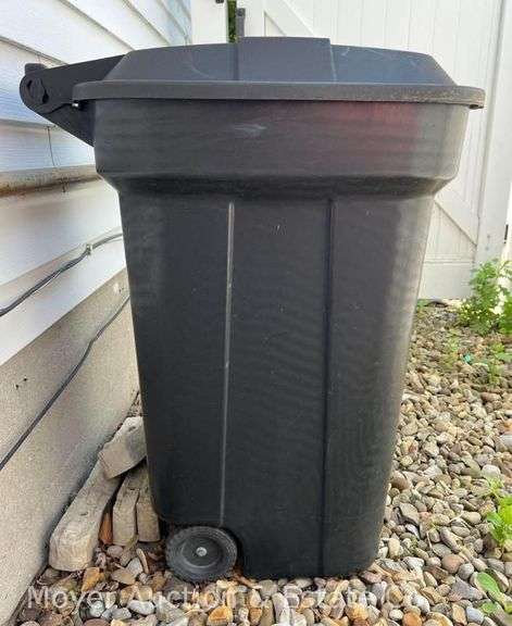 Black Flip Top Garbage Can, 32"h