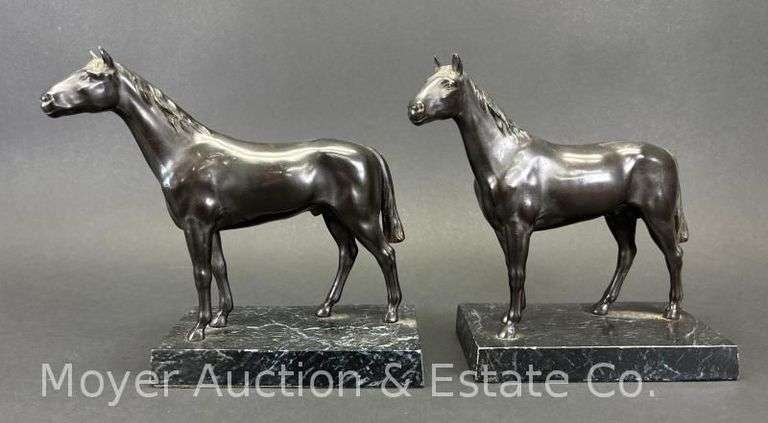 Pair of Ronson Metal Art Horse Figurines/Bookends, 8"h image