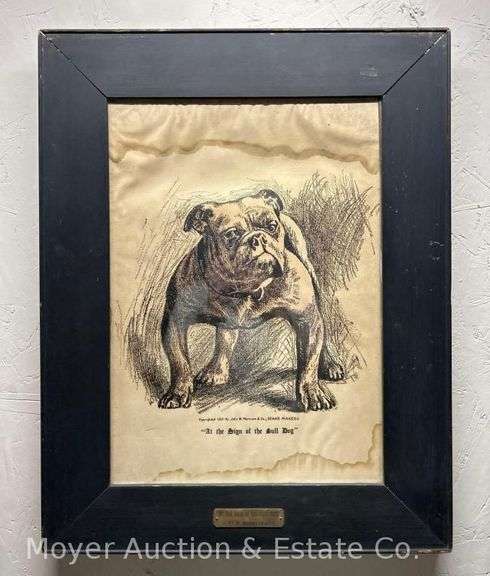 1901 "At the Sign of the Bull Dog" By John W. Merriam & Co. Print, Framed, 23"x18" Overall image