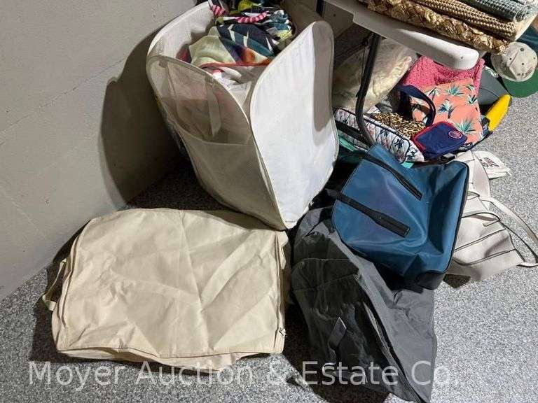 Group of Sheets, Bedding, Towels, Purses, Etc.